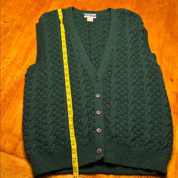 Pendleton Dark Green Cable Knit 100% Virgin Wool Sweater Vest Vintage Sz Medium - Picture 4 of 6